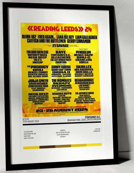 Fontaines D.C. Summer 2024 Bramham Park Leeds 25th August 2024 - Setlist Tour Poster - Setlist