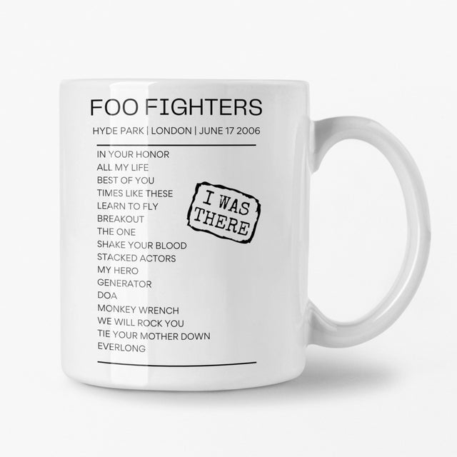 Foo Fighters Hyde Park June 2006 Replica Setlist Mug - Setlist