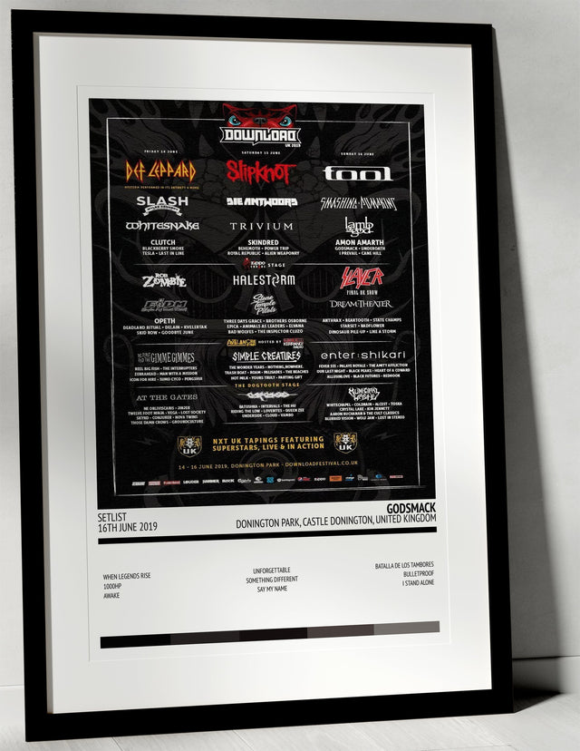 Godsmack When Legends Rise Donington Park Castle Donington 16th June 2019 - Setlist Tour Poster - Setlist