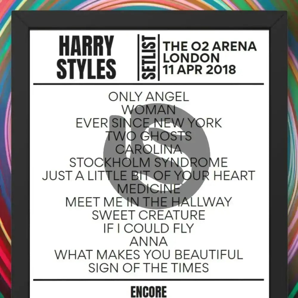 Harry Styles 02 Arena London April 11 2018 Replica Setlist - Setlist