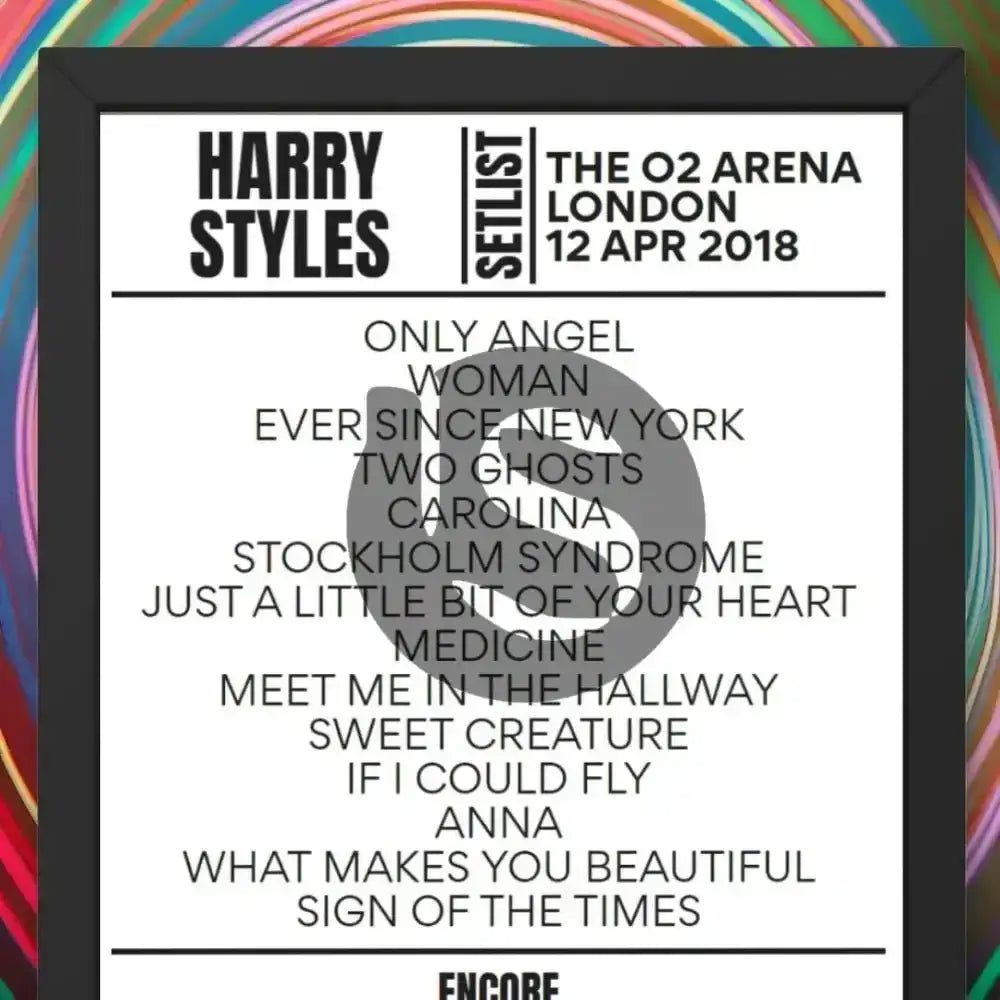 Harry Styles 02 Arena London April 12 2018 Replica Setlist - Setlist