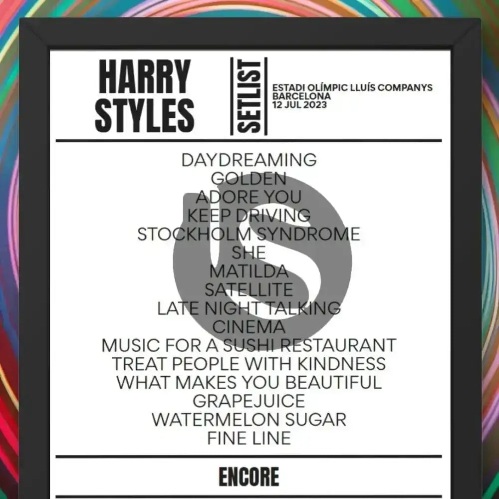 Harry Styles Barcelona July 12, 2023 Replica Setlist - Setlist