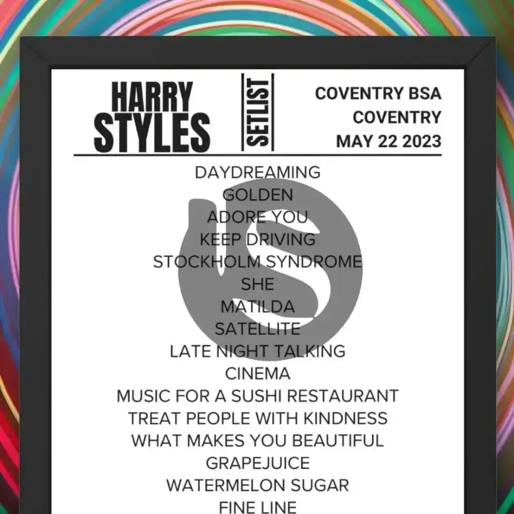 Harry Styles Coventry May 22 - Night 1 2023 Replica Setlist - Setlist