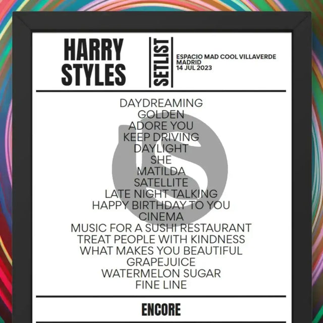 Harry Styles Madrid July 14, 2023 Replica Setlist - Setlist