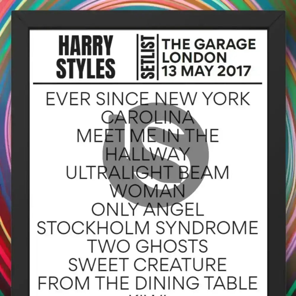 Harry Styles The Garage London May 2017 Replica Setlist - Setlist