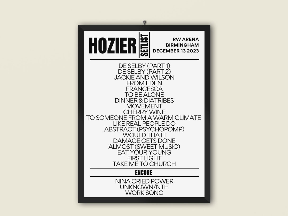 Hozier Unreal Earth Tour | OVO Hydro Glasgow | Tour Poster | Fan - Made | - Setlist