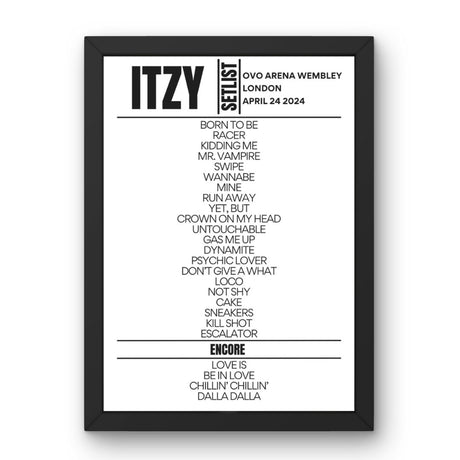 ITZY London April 24 2024 Replica Setlist - Setlist