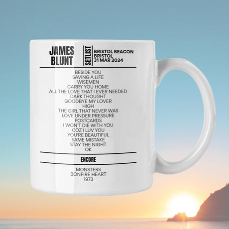 James Blunt Bristol April 2024 Setlist Mug - Setlist