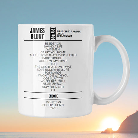 James Blunt Leeds March 30 2024 Setlist Mug - Setlist