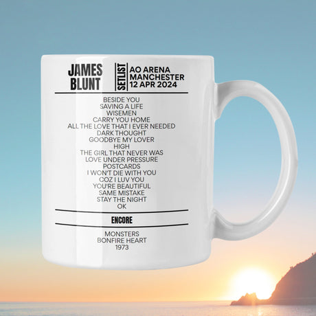 James Blunt Manchester April 2024 Setlist Mug - Setlist