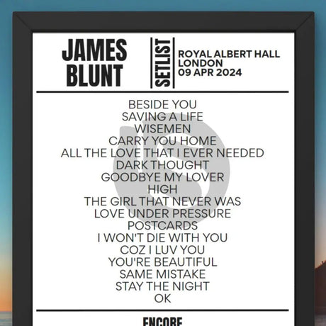 James Blunt Royal Albert Hall London 9 April 2024 Setlist - Setlist