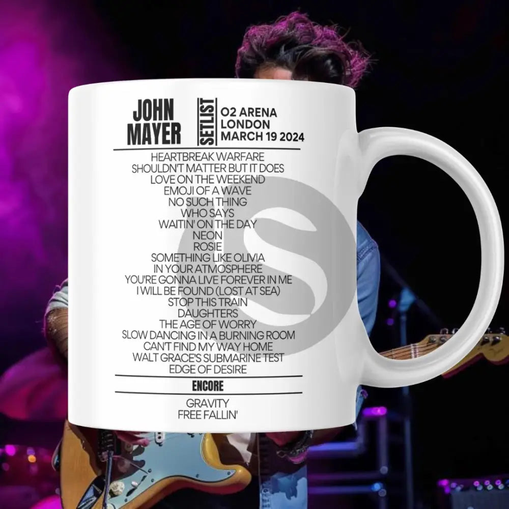 John Mayer London March 19 2024 Setlist Mug - Setlist