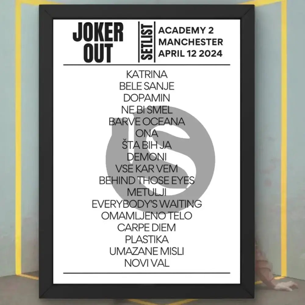 Joker Out Manchester April 2024 Replica Setlist - Setlist