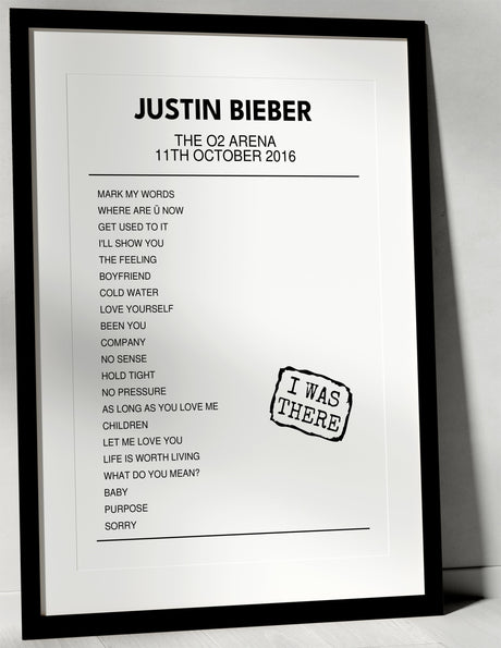 Justin Bieber 11th October 2016 The O2 Arena London I Was There - Setlist