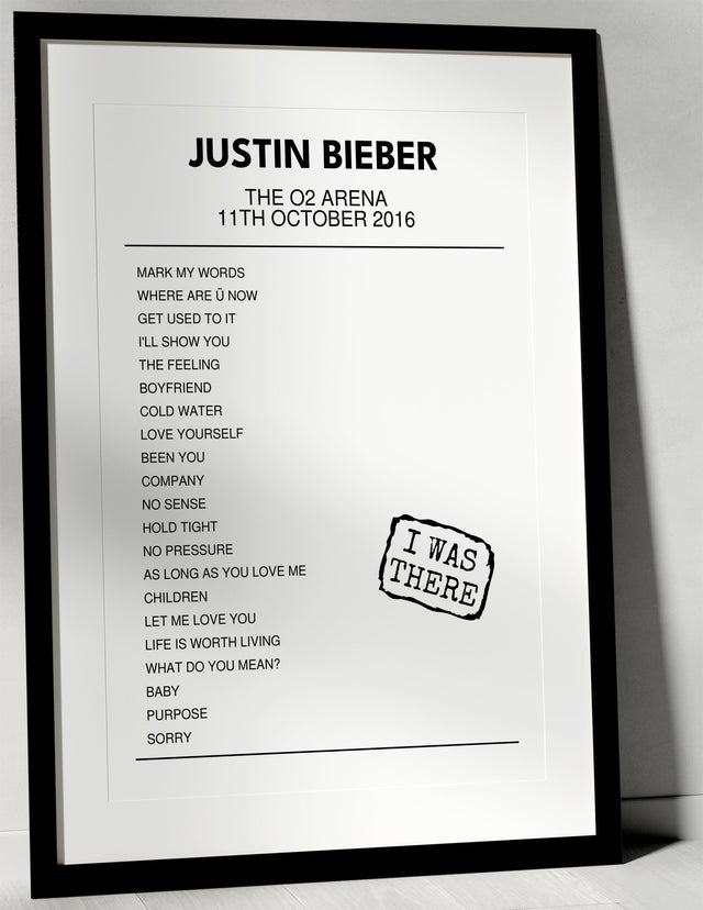 Justin Bieber 11th October 2016 The O2 Arena London I Was There - Setlist