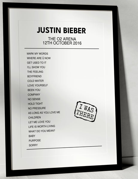 Justin Bieber 12th October 2016 The O2 Arena London I Was There - Setlist