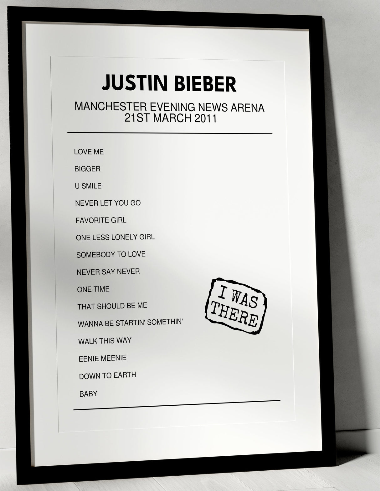 Justin Bieber 21st March 2011 Manchester Evening News Arena Manchester I Was There - Setlist