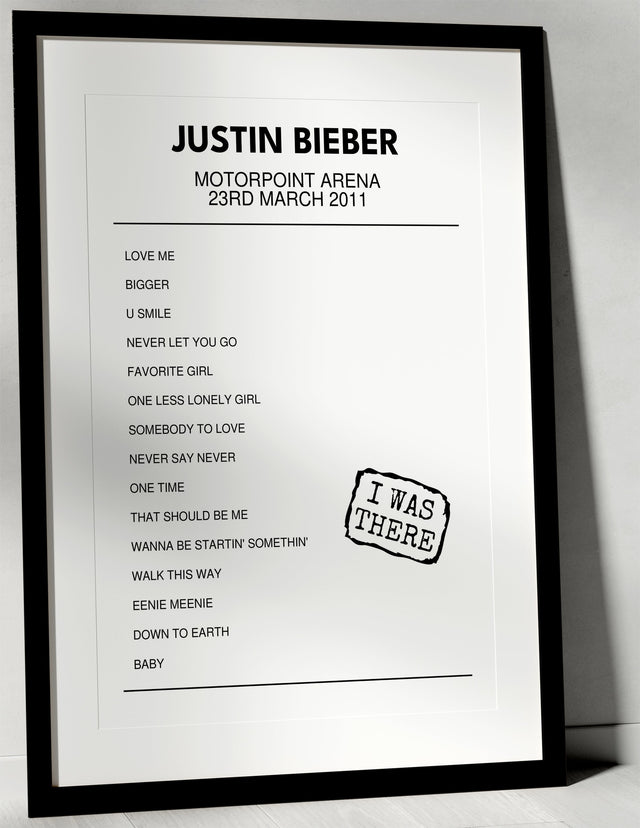 Justin Bieber 23rd March 2011 Motorpoint Arena Sheffield I Was There - Setlist