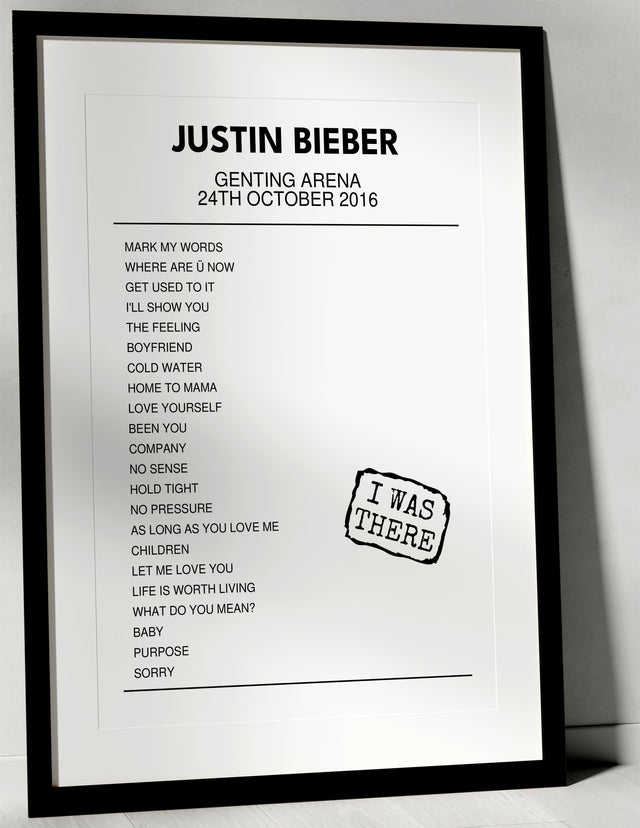 Justin Bieber 24th October 2016 Genting Arena Birmingham I Was There - Setlist