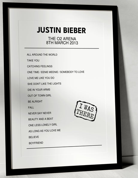 Justin Bieber 8th March 2013 The O2 Arena London I Was There - Setlist