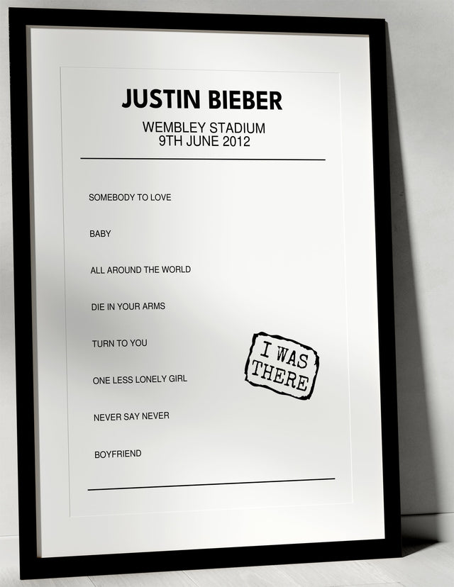 Justin Bieber 9th June 2012 Wembley Stadium London I Was There - Setlist