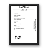 Kasabian Knebworth House Knebworth 03 June 2022 Setlist Poster - Setlist