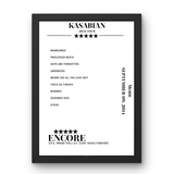 Kasabian Mode London 09 September 2014 Setlist Poster - Setlist