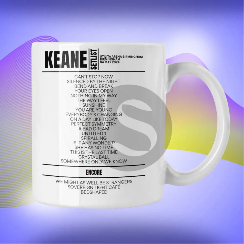 Keane Birmingham May 4 2024 Replica Setlist Mug - Setlist