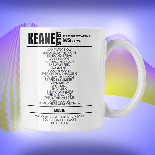 Keane Leeds May 3 2024 Replica Setlist Mug - Setlist