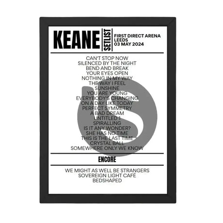 Keane Leeds May 3 2024 Replica Setlist Poster - Setlist