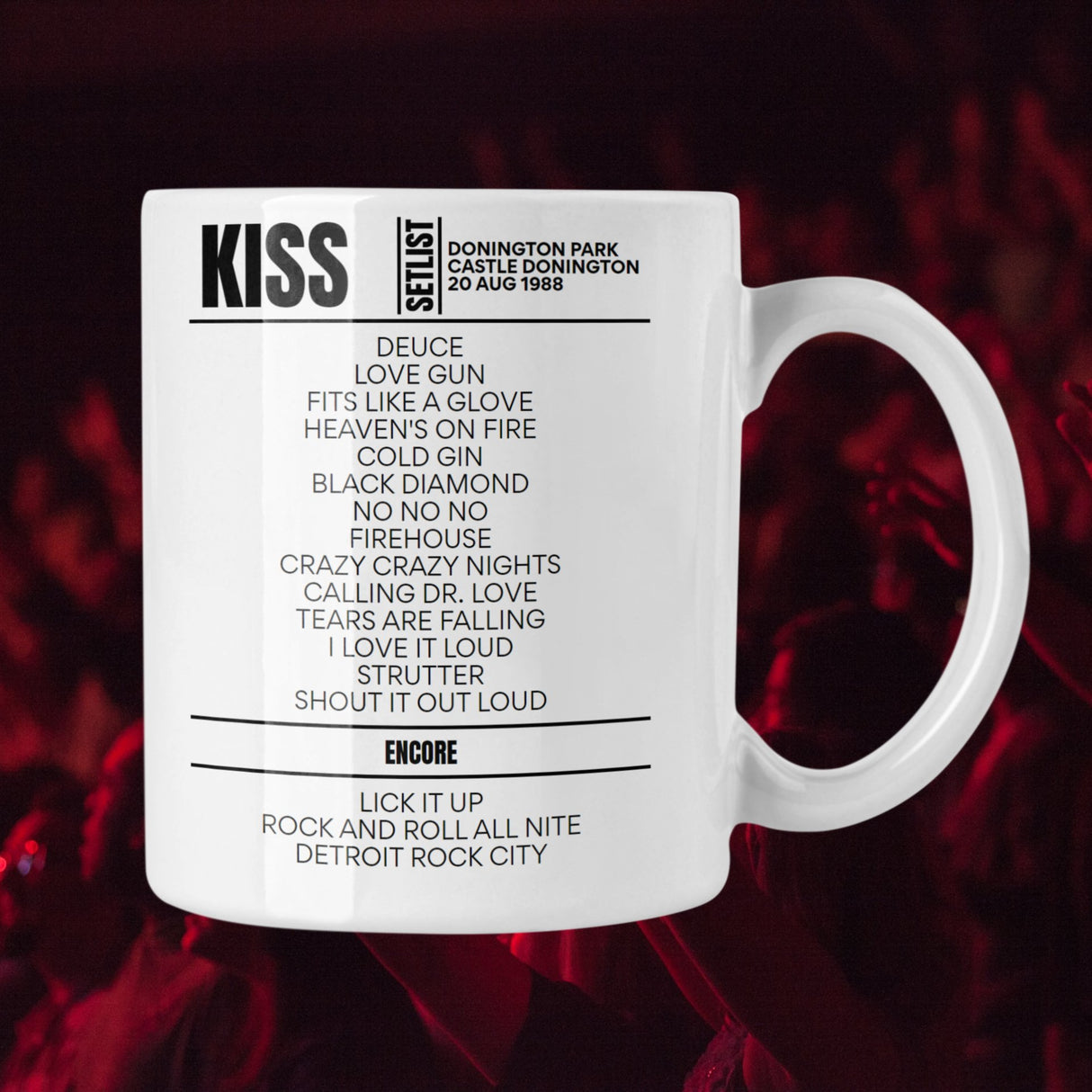 KISS Castle Donington August 20, 1988 Replica Setlist Mug - Setlist