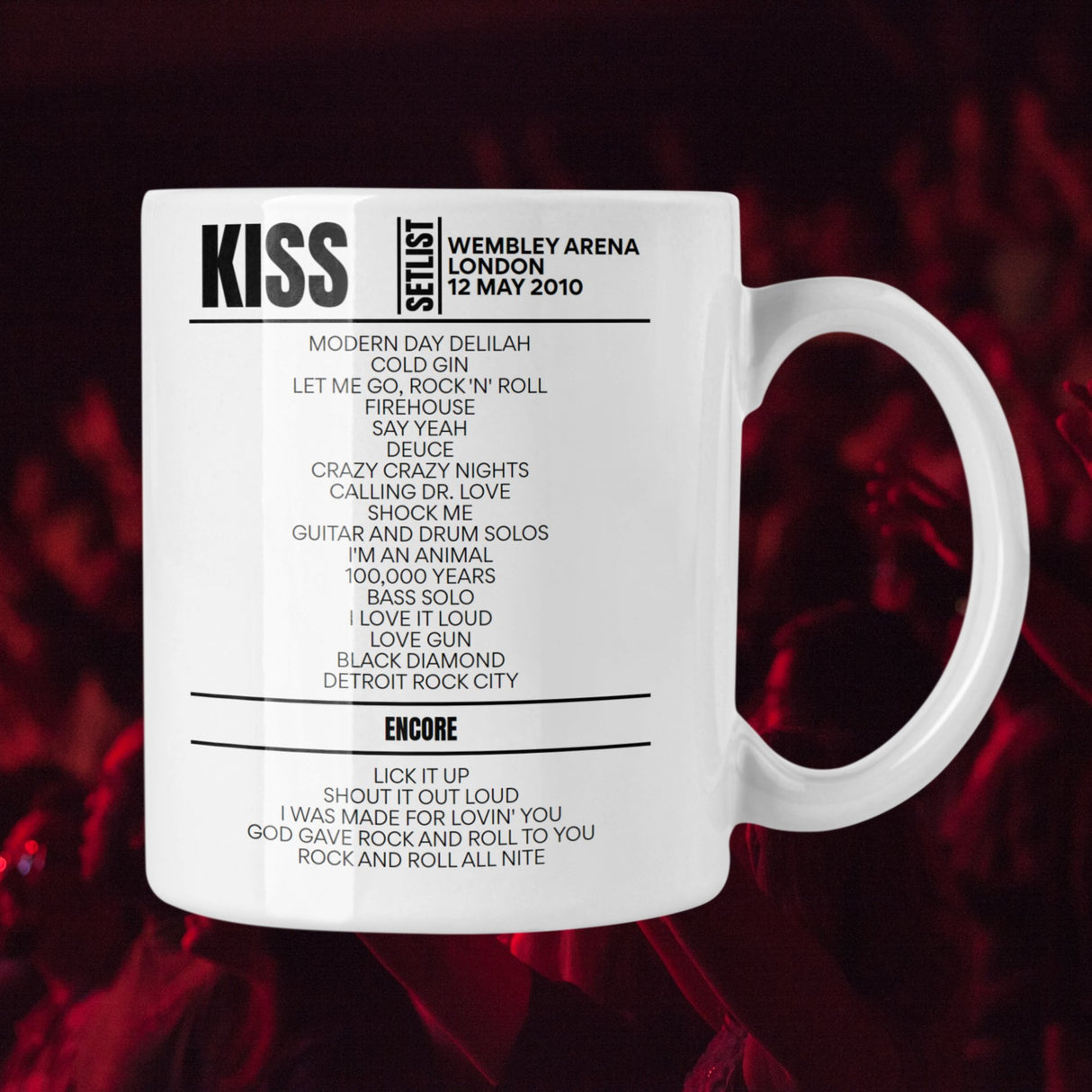 KISS London May 12, 2010 Replica Setlist Mug - Setlist