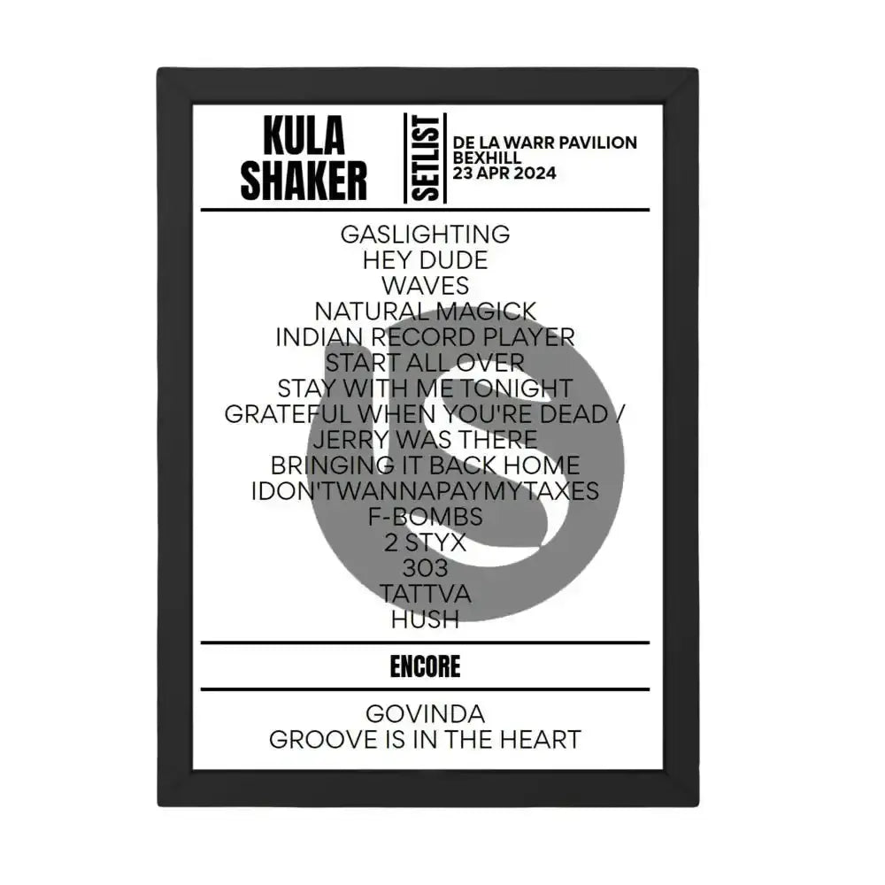 Kula Shaker Bexhill April 2024 Setlist Poster - Setlist