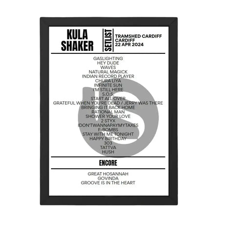 Kula Shaker Cardiff April 2024 Setlist Poster - Setlist