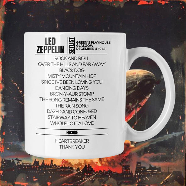 Led Zeppelin Glasgow December 4 1972 Setlist Mug - Setlist