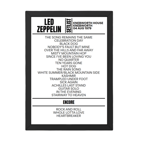 Led Zeppelin Knebworth August 04, 1979 Replica Setlist - Setlist