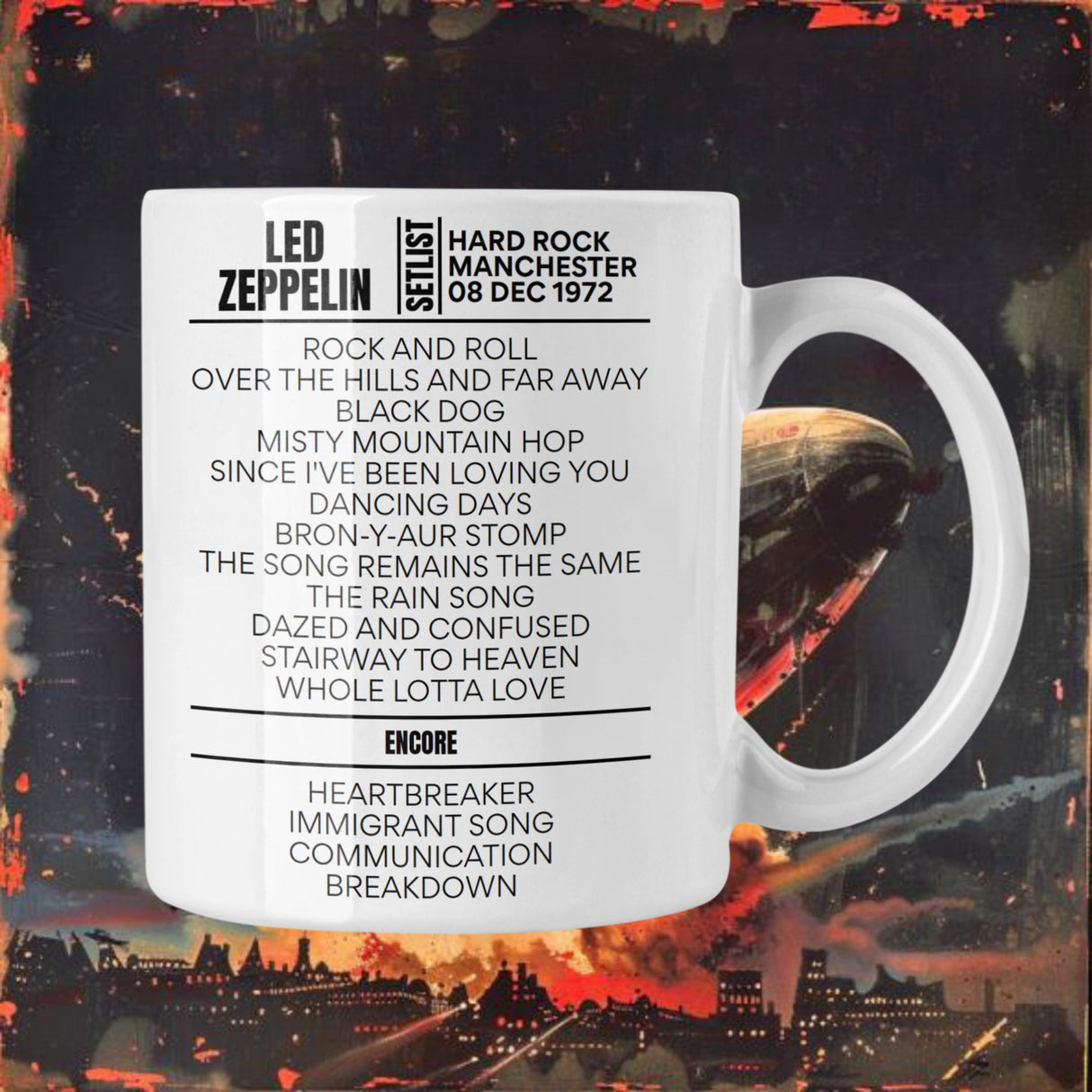 Led Zeppelin Manchester December 08, 1972 Setlist Mug - Setlist