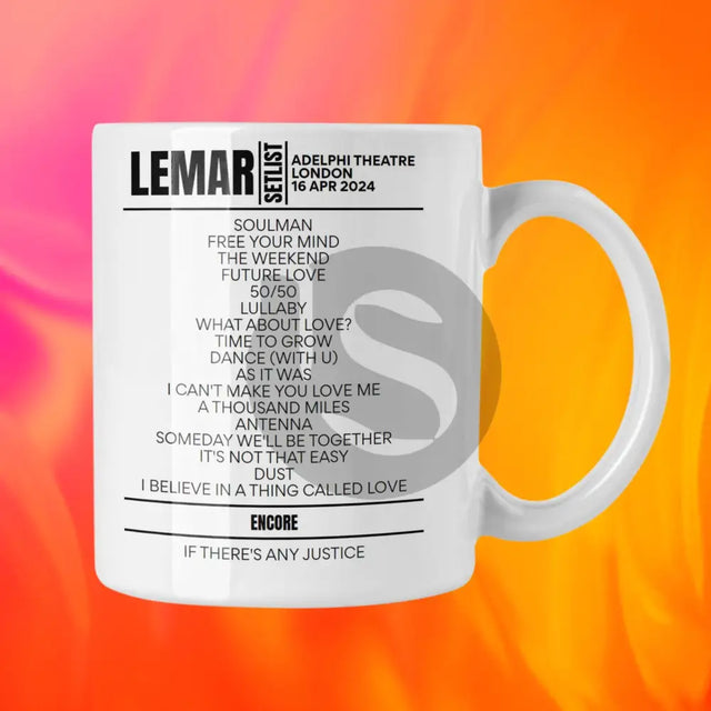 Lemar London April 2024 Setlist Mug - Setlist