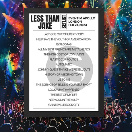 Less Than Jake Eventim Apollo London February 24 2024 Setlist - Setlist