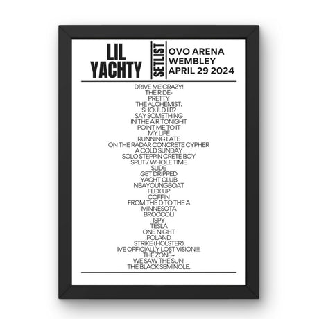 Lil Yachty London April 29 2024 Setlist Poster - Setlist