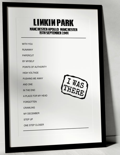 Linkin Park 15th September 2001 Manchester Apollo Manchester - I Was There - Setlist