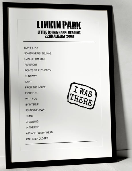 Linkin Park 22nd August 2003 Little John's Farm Reading - I Was There - Setlist