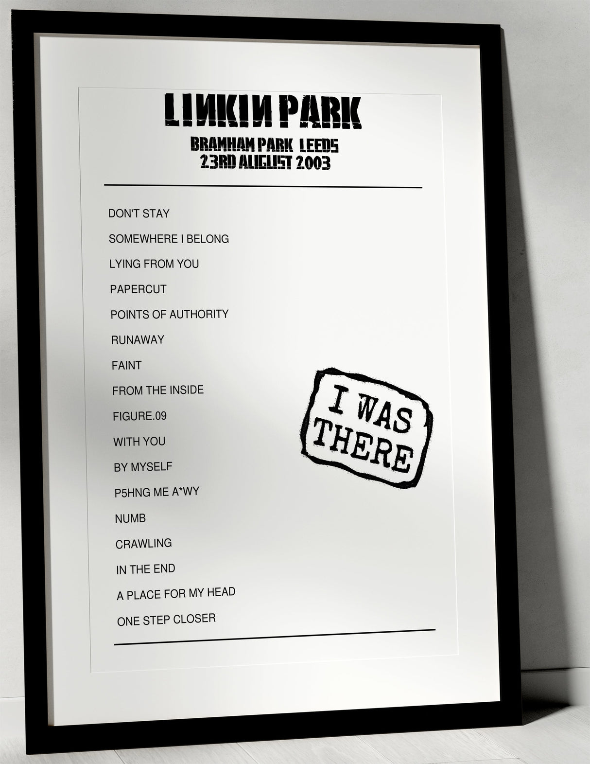 Linkin Park 23rd August 2003 Bramham Park Leeds - I Was There - Setlist