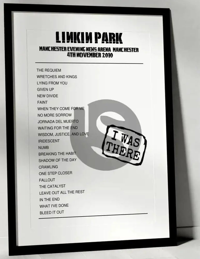 Linkin Park 4th November 2010 Manchester Evening News Arena Manchester - I Was There - Setlist