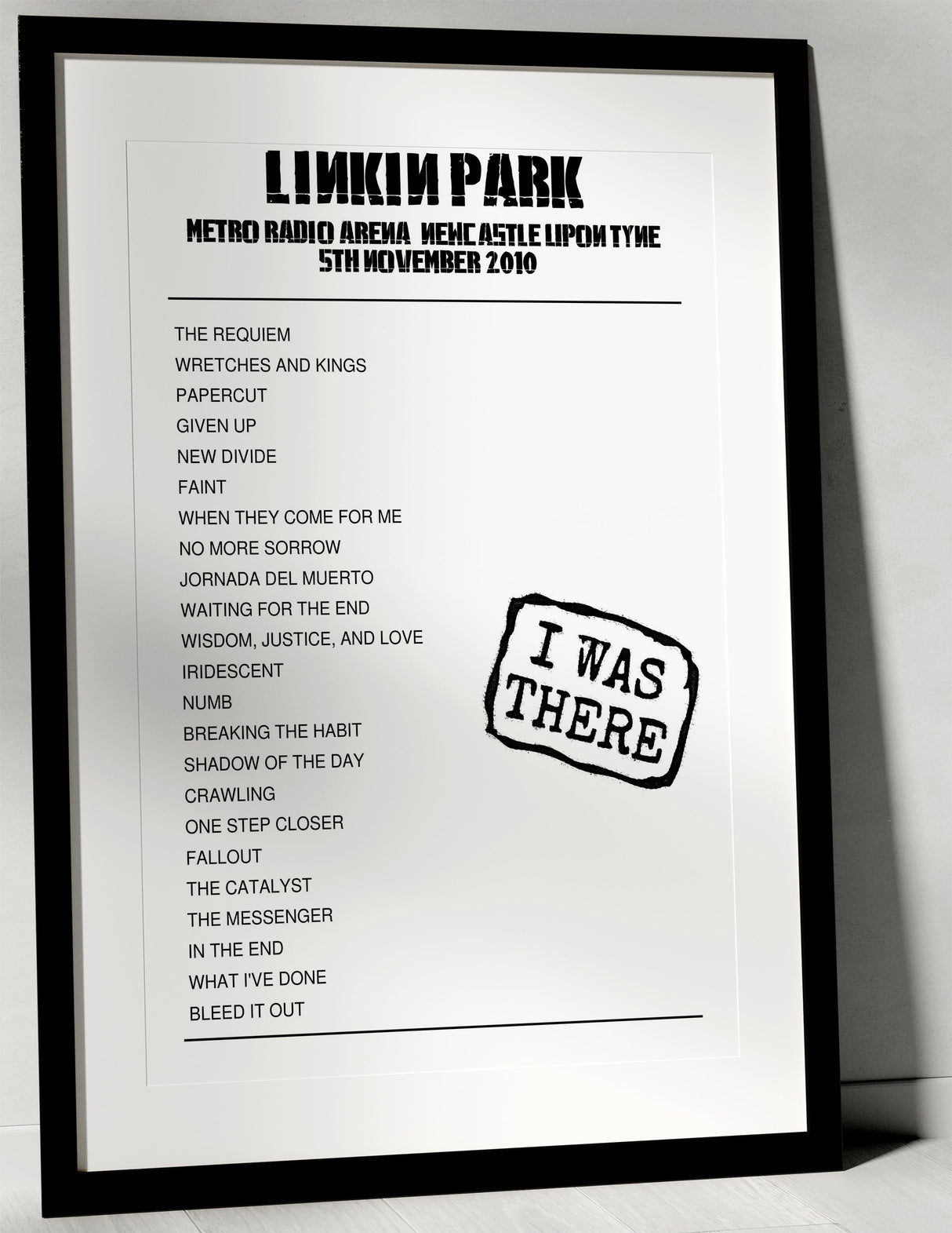 Linkin Park 5th November 2010 Metro Radio Arena Newcastle upon Tyne - I Was There - Setlist