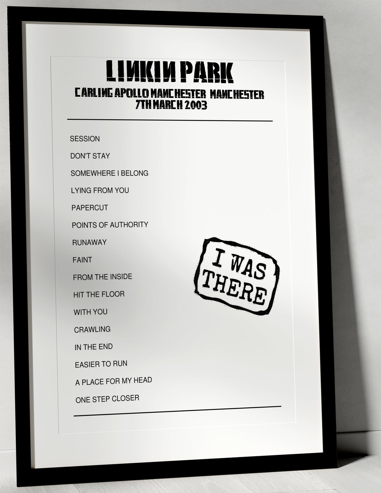 Linkin Park 7th March 2003 Carling Apollo Manchester Manchester - I Was There - Setlist