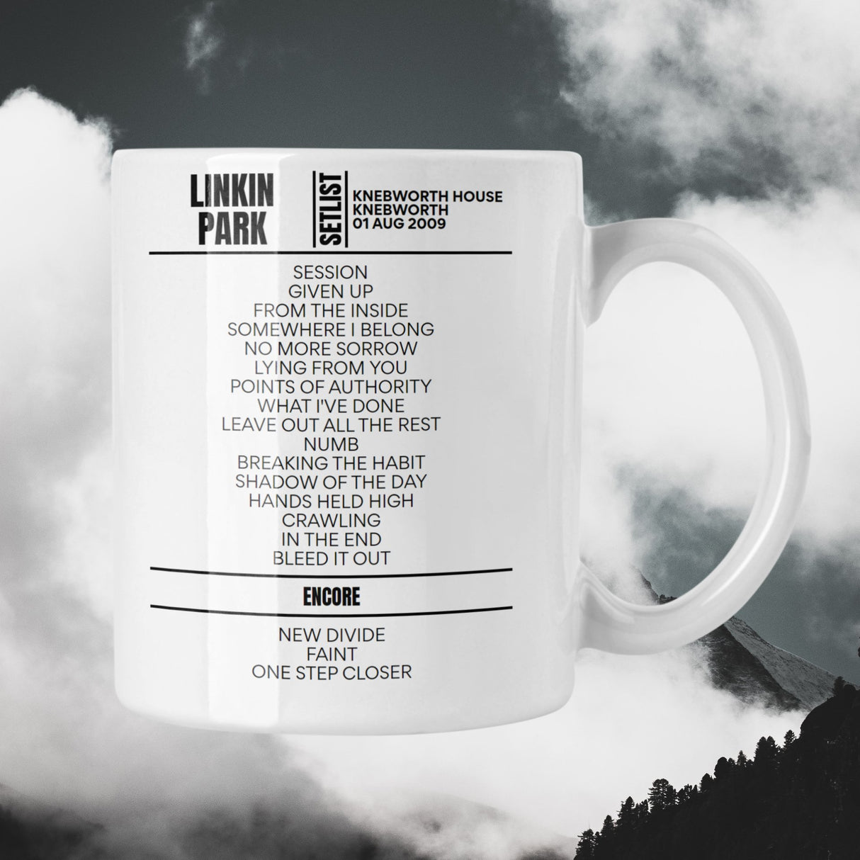 Linkin Park Knebworth August 01, 2009 Replica Setlist Mug - Setlist