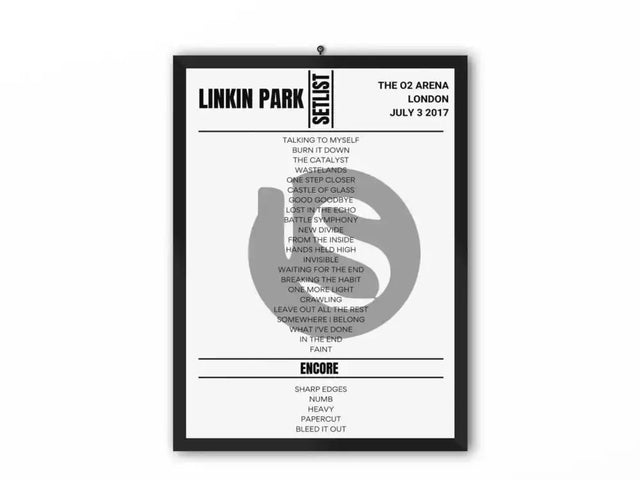 Linkin Park O2 Arena London July 2017 Replica Setlist - Setlist