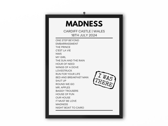 Madness Cardiff Castle July 2024 Setlist Poster - Setlist