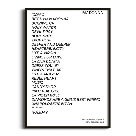 Madonna London 1st December 2015 - Gig Setlist - Setlist